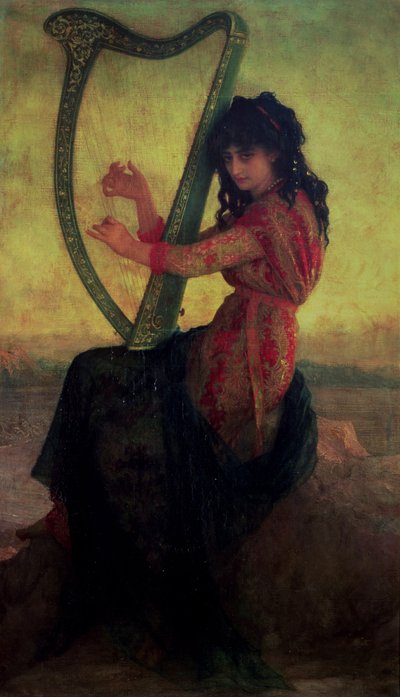 Muse Playing the Harp by Antoine Auguste Ernest Herbert or Hebert